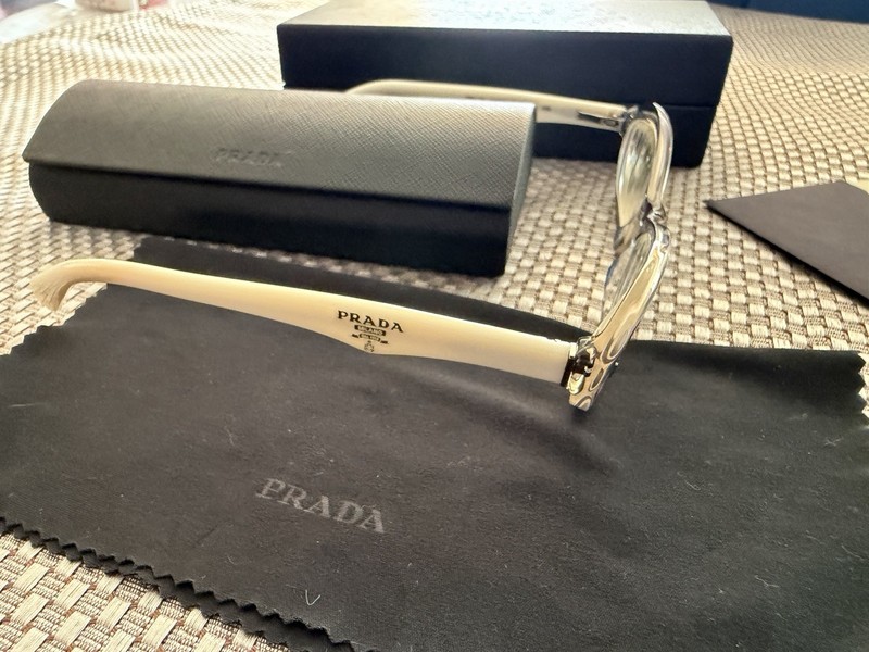 PRADA Milano VPR110 Oval Eyeglasses 54-16 135 White Lilac Case Box Cloth gallery