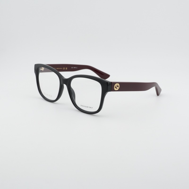 Gucci GG1340O 009 Shiny Black/Red 54mm Eyeglasses New Authentic