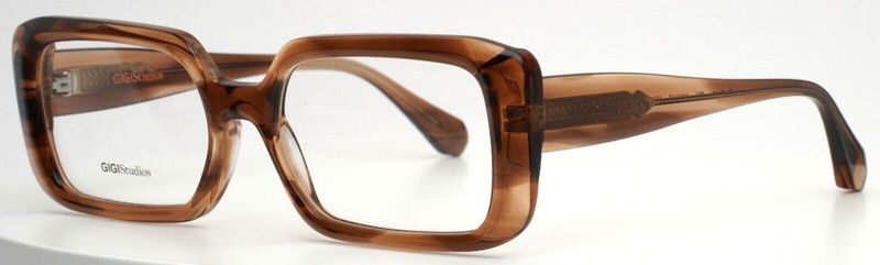 GIGI STUDIOS Bright 6502/9 Transparent Brown Mens Rectangle Eyeglasses 53-17-145