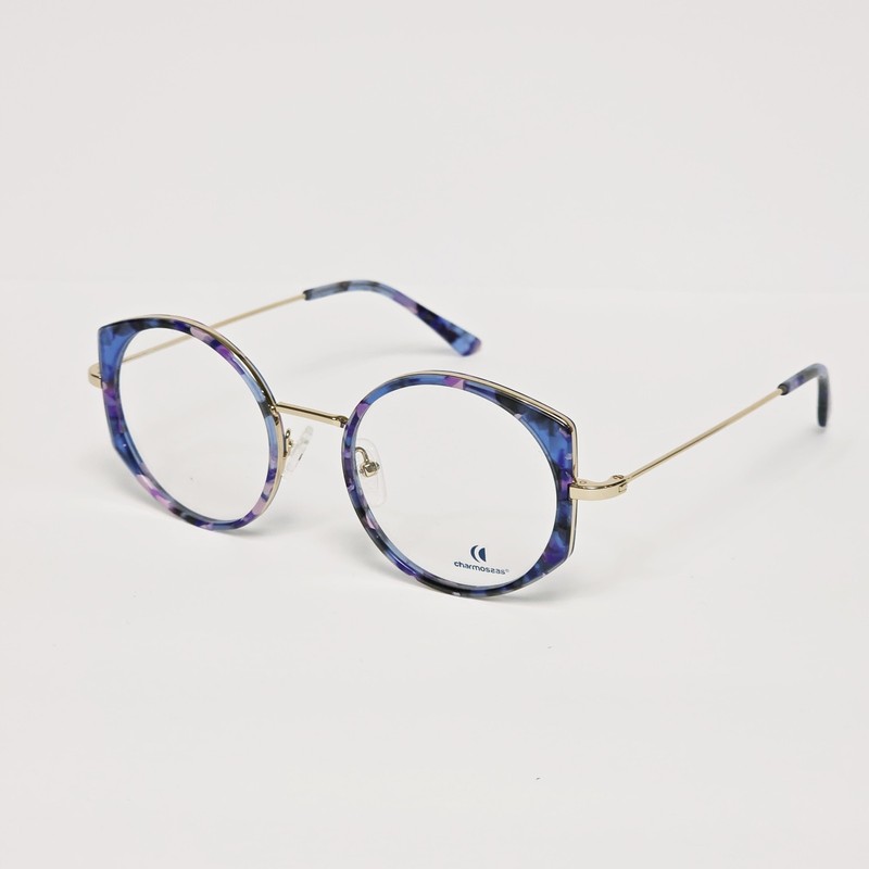 Charmossas Manda Women's Round / Geometric Glasses in Blue-Violet / Gold | 49mm gallery