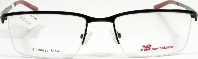 New Balance NB 506-1 Black / Red Semi-Rimless Eyeglasses Frame 56-19-140 NEW
