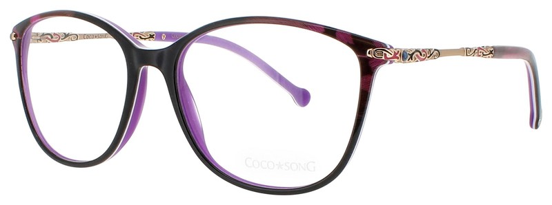 COCO SONG Cs Mona Rock Cv258 01 09 C01 Eyeglasses BLACK PURPLE GOLD Frame 53 mm