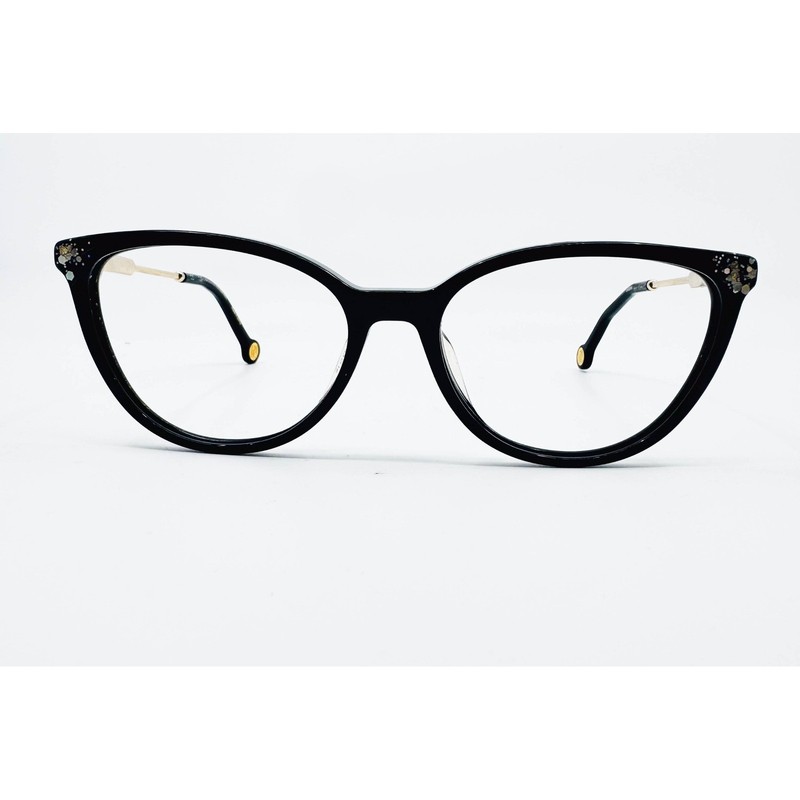 Carolina Herrera Eyeglasses Womens Black Cat Eye Striped Gold VHE 789 53-16-140 gallery