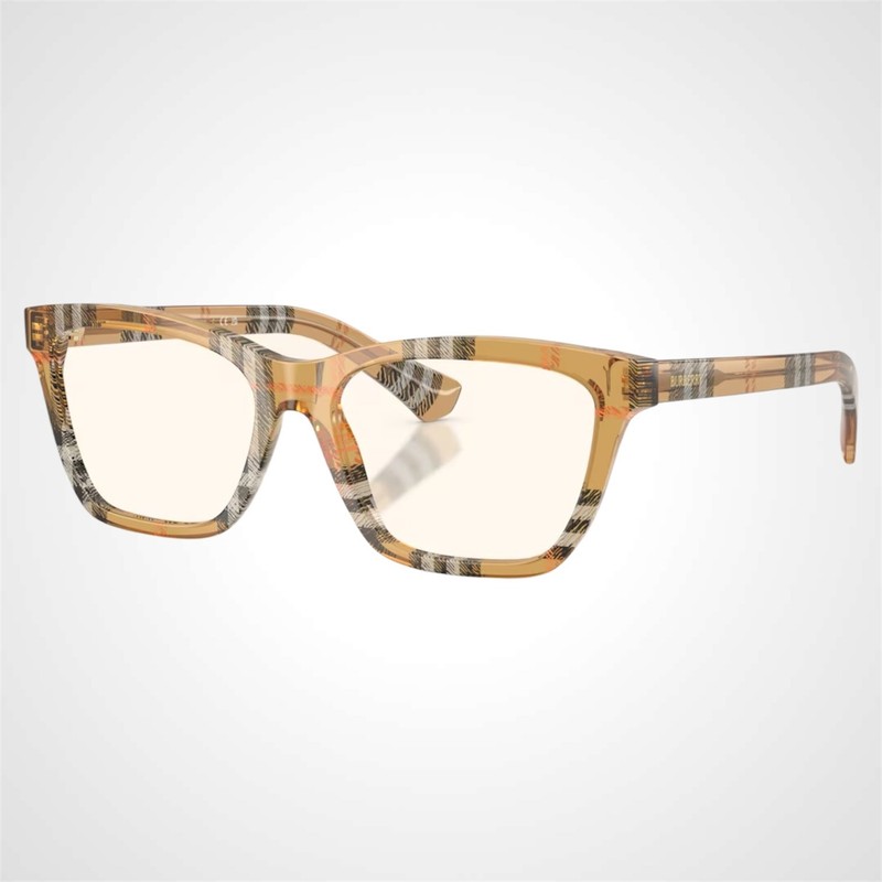 Burberry Eyeglasses 52-16-140 Check Brown New Sand Square Womens Frames Glasses