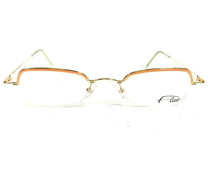 Vintage Flair MOD.450 COL.248 Eyeglasses Frames Orange Gold Oval Half Rim 130