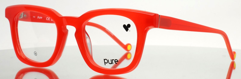 PURE P-7006 617 Orange Coral Womens Square Full Rim Eyeglasses 47-22-140 B:39