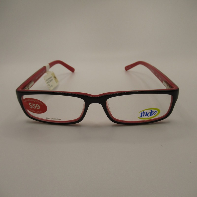Fadz FZ16 Red Black Eyeglass Frames 51-14-135 Rectangular Full Rim Glasses