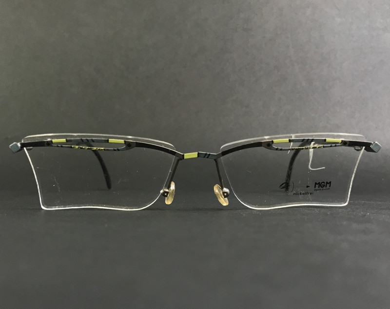 Vintage MGM Eyeglasses Frames G21 F2 Black Gray Rectangle Half Rim 50-15-140