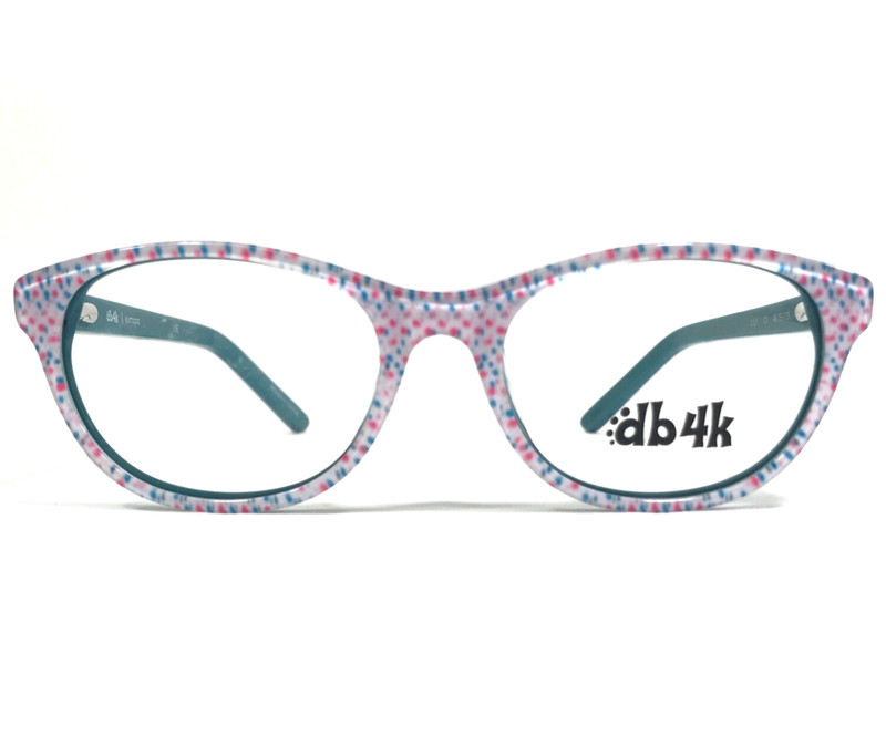 DB4K Kids Eyeglasses Frames LILY C1 Blue White Round Spotted Full Rim 46-15-125