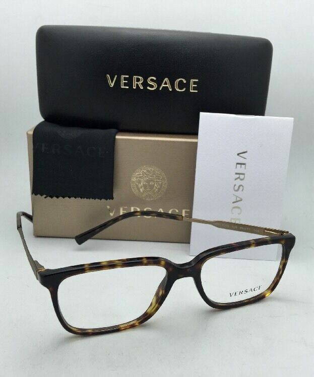 New VERSACE Rx-able Eyeglasses VE 3209 108 55-17 Tortoise & Gold Frames w/ Demos gallery
