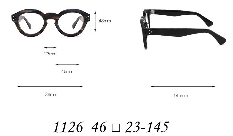 Classic Rivet Brown Round Full Rim Retro Acetate Frame Eyeglass 46-23-145 Unisex gallery
