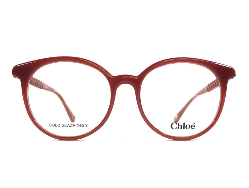 Chloe Eyeglasses Frames CH0006O 008 Polished Red Round Full Rim 52-17-145