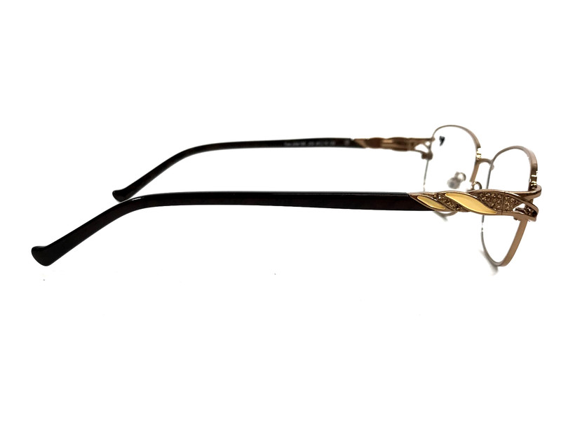 Tres Jolie Eyeglasses Frames 195 232 Brown Gold Rectangle Wire Rim 49-16-135 gallery