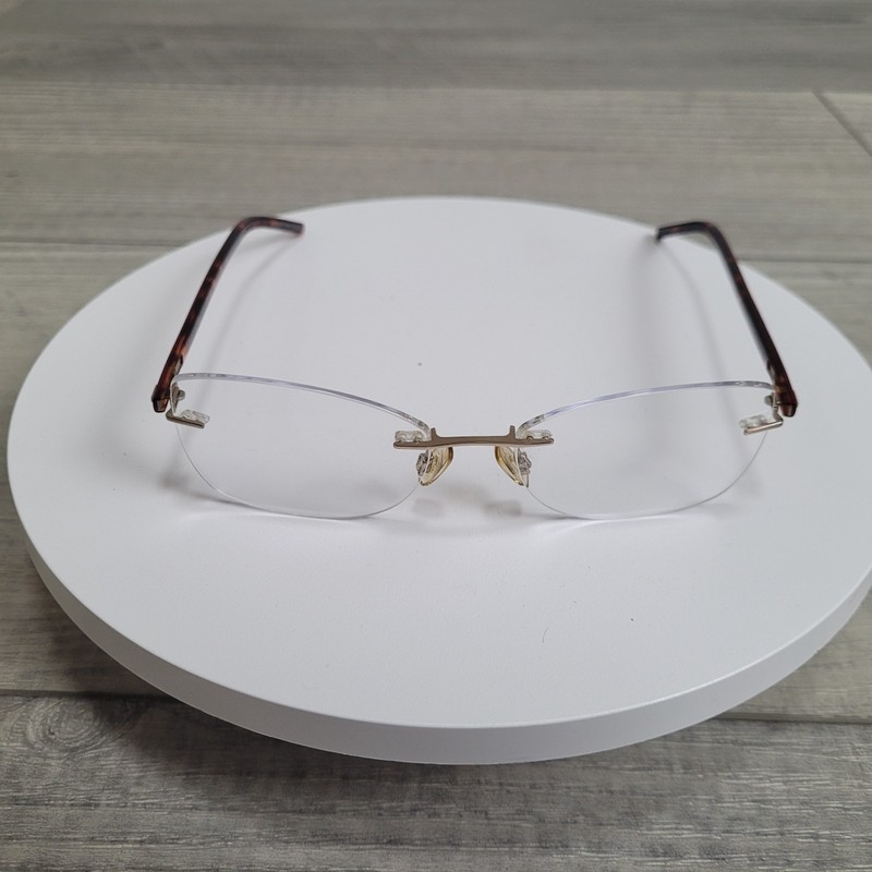 🕶️ MOREL LIGHTEC 8329L DR 012 France "Rimless" Temple 135 Solid & Tortoise🕶️ gallery