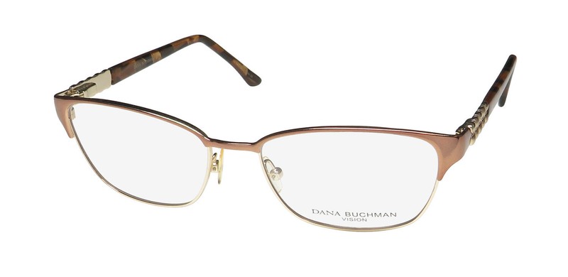 NEW DANA BUCHMAN POPPI EYEGLASSES TW WOMENS 52-16-135 BROWN FULL-RIM METAL &