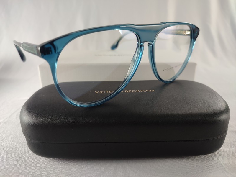 Victoria Beckham VB2602 320 Teal Crystal Oversized Aviator Eyeglass Frames 58-13