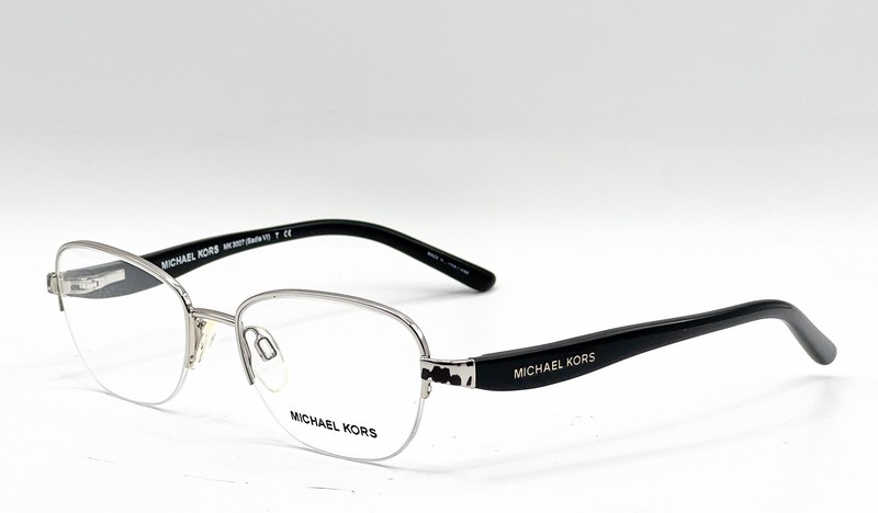 NEW MICHAEL KORS MK 3007 1001 SILVER/BLACK AUTHENTIC EYEGLASSES 49-17