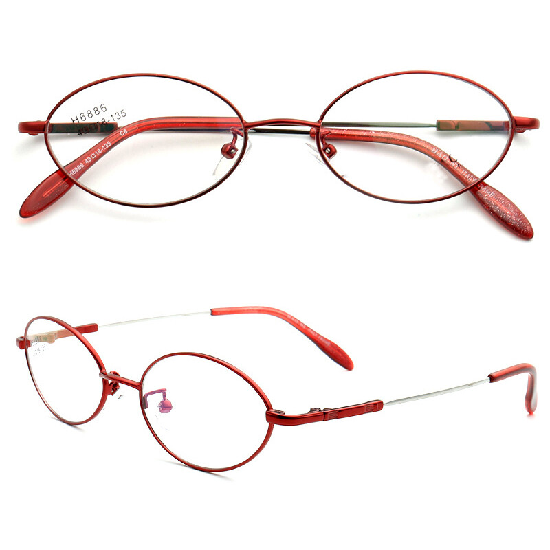 Memory Metal Oval Eyeglass Frames Women Flexible Bendable Glasses Red Spectacles