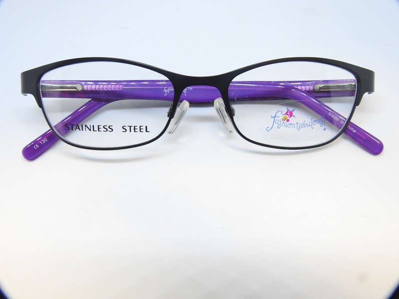 FASHIONTABULOUS Youth BLACK/PURPLE 35/48mm Eyeglasses Stainless Steel BRAND NEW