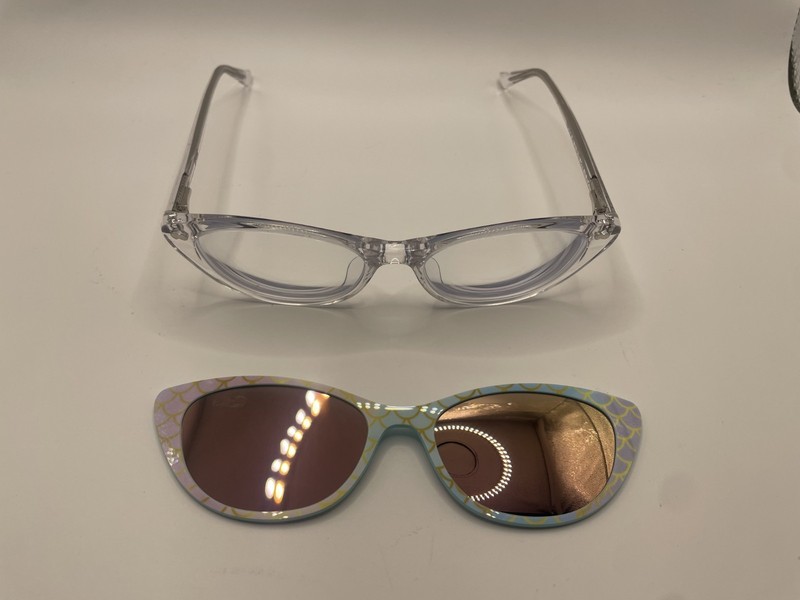 PAIR EYEWEAR THE ELLA 049 CLEAR EYEGLASS FRAMES 51-16-140 + 1 TOPPER W/CASE