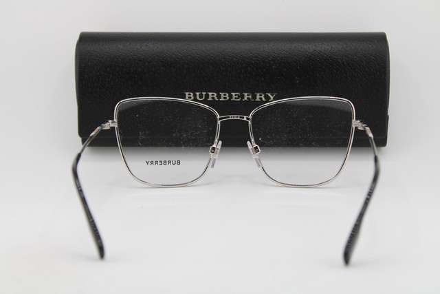 NEW BURBERRY B 1367 1005 SILVER BLACK GUNMETAL AUTHENTIC EYEGLASSES 53-16 gallery