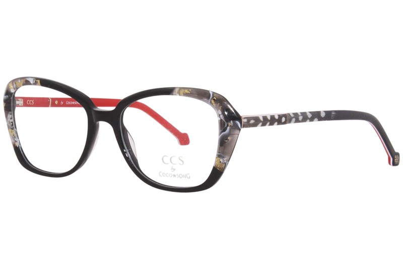 Coco Song CCS161-1 Eyeglasses Women's 24K Gold/Black Full Rim Oval Shape 52mm