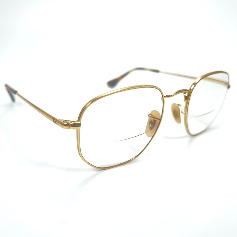 Ray Ban RB 6448 2500 Polished Gold Eyeglasses Hexagonal Frame 51-21-145 Eyewear