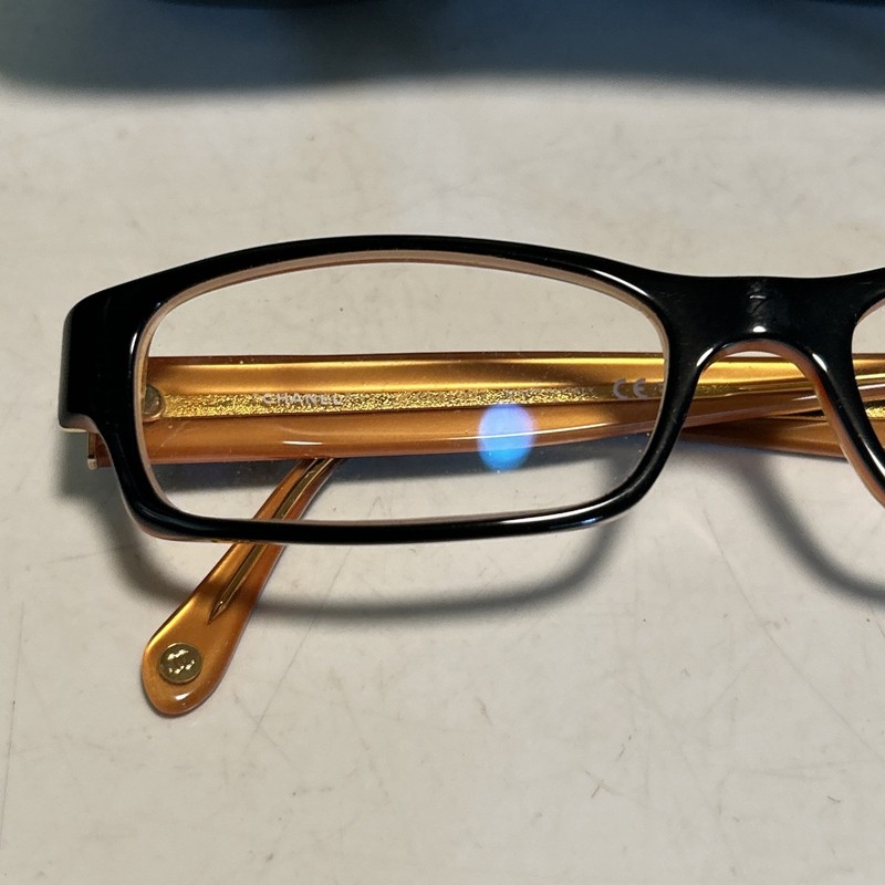 Great Cond. w/ Box CHANEL 3081 839 Black & Gold Eyeglasses 53-16 gallery