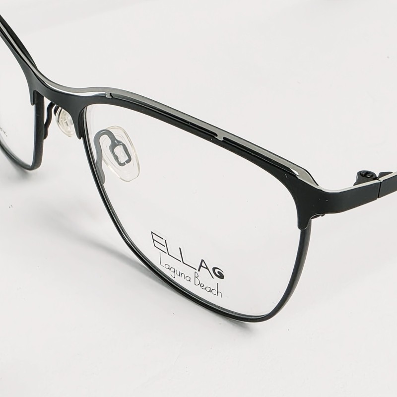 Ella Laguna Beach 701127 Women's Oval Glasses in Black w/ White Accent | 54mm gallery