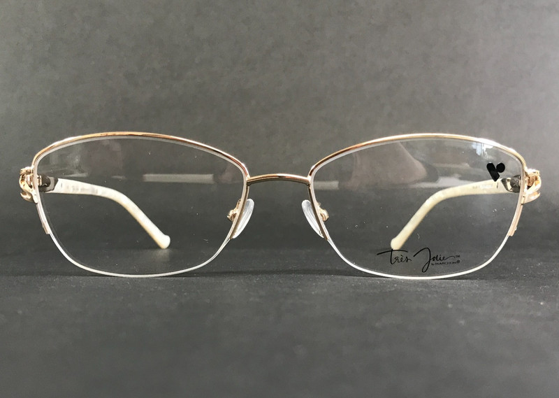Tres Jolie Eyeglasses Frames 197 712 Ivory Gold Cat Eye Wire Rim 57-17-140