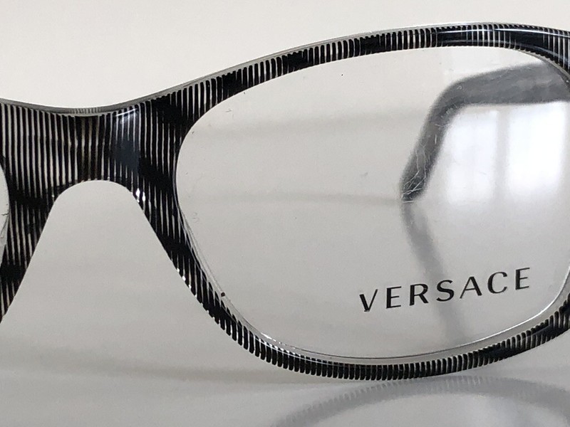 Versace MOD 3155 933 Square Black White Clear Eyeglasses Frame 50-17-135 gallery