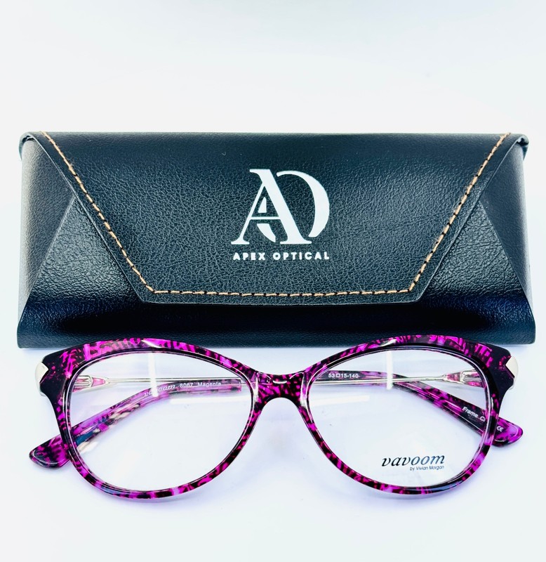 VAVOOM 8067 MAGENTA Purple Silver Womens Semi Cat Eye Eyeglasses 53-15-140 B:40
