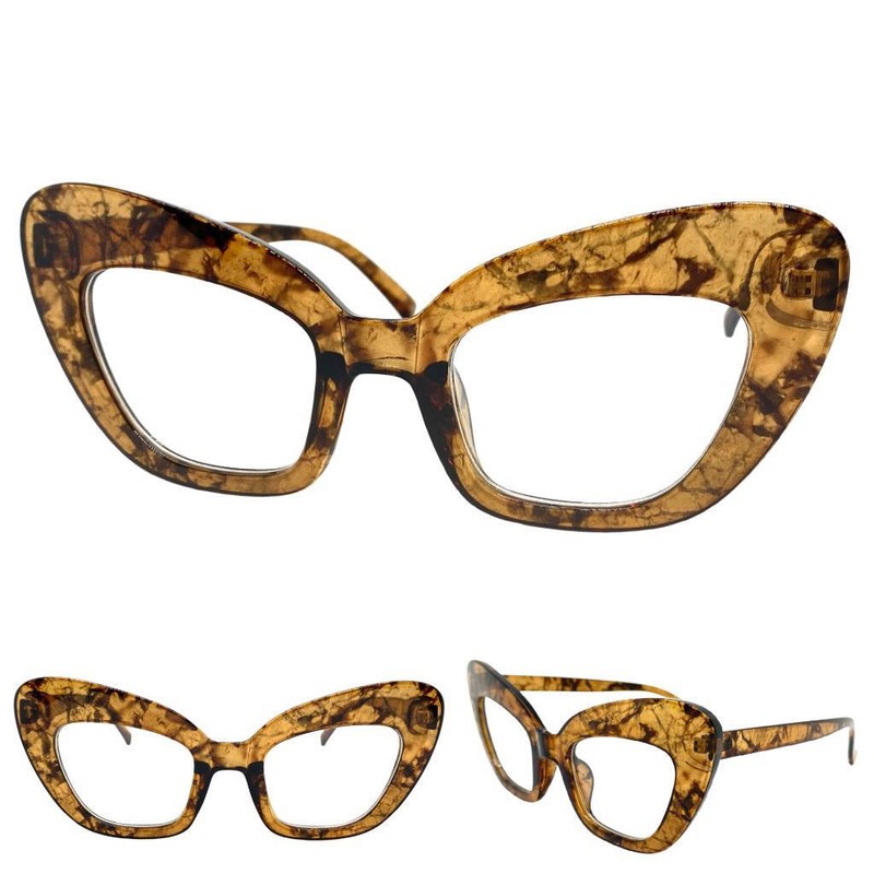 Women’s Classic Vintage Retro Cat Eye Style Clear Lens EYE GLASSES Brown Frame