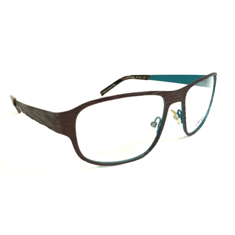 J.F. Rey Eyeglasses Frames JF2473 9020 Brown Turquoise Blue Ribbed 55-18-125 gallery