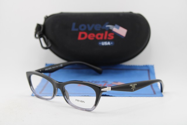 NEW PRADA VPR 15P ZYY-1O1 BLACK FADE AUTHENTIC EYEGLASSES 53-16
