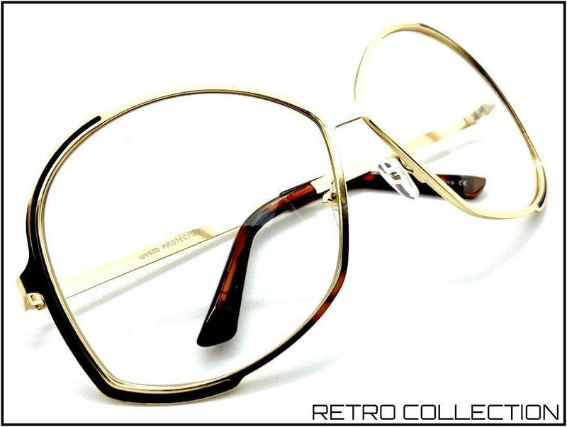 2 Pairs OVERSIZED Retro Style Clear Lens EYE GLASSES X-Large Big Huge Gold Frame gallery