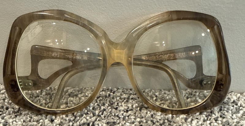 VTG OGI Designer Series Oversize Square Frames Brown Amber 1970’s Style 52/18/