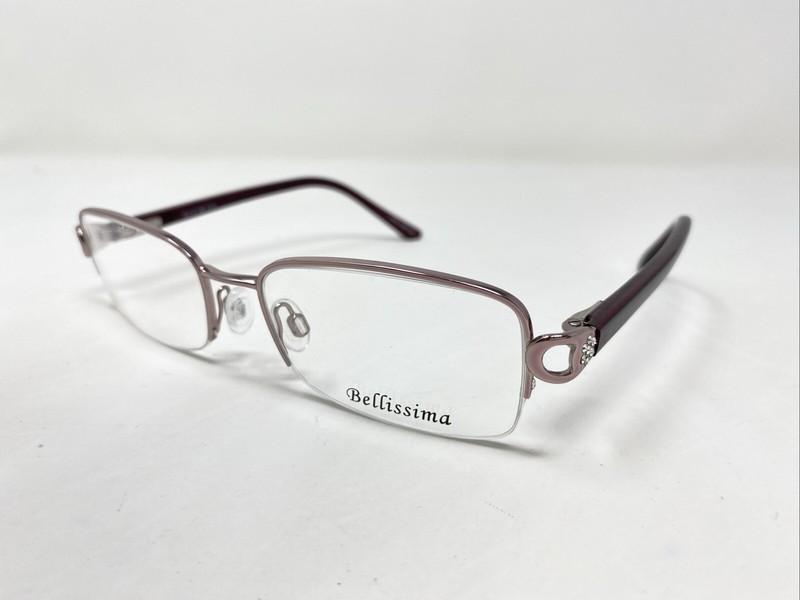 Bellissima B 1032BL 3113 51-17-135 Rose Metal Half Rim Eyeglasses Frame IJ58 gallery