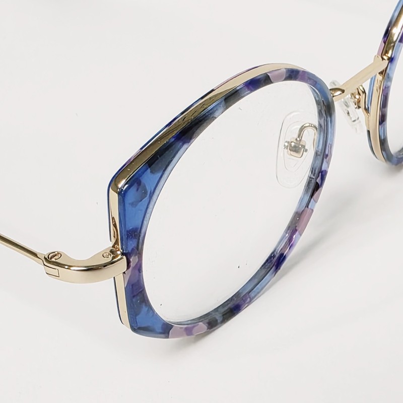 Charmossas Manda Women's Round / Geometric Glasses in Blue-Violet / Gold | 49mm gallery
