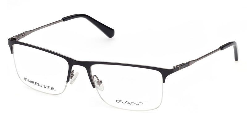 GANT GA3243 002 Black Metal Half-Rimless Optical Eyeglasses Frame 53-18-140 RX