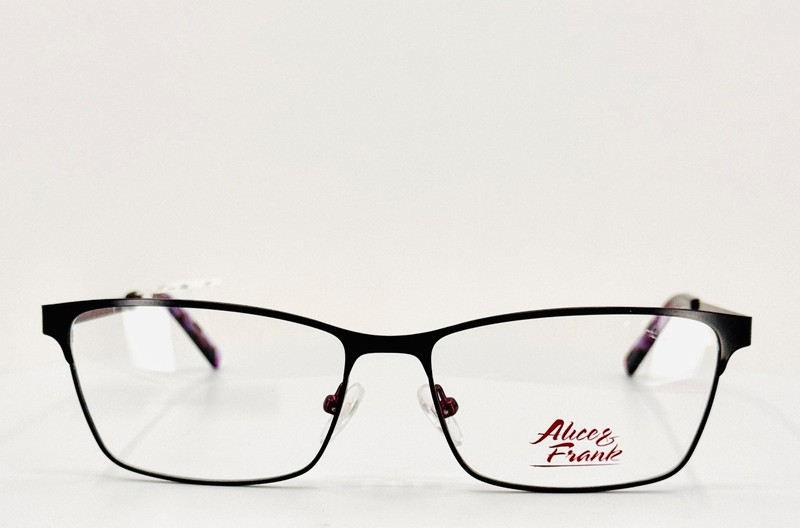 NEW ALICE & FRANK AF309 BLK Black Burgundy Rectangle Eyeglasses 55-15-140 B:36