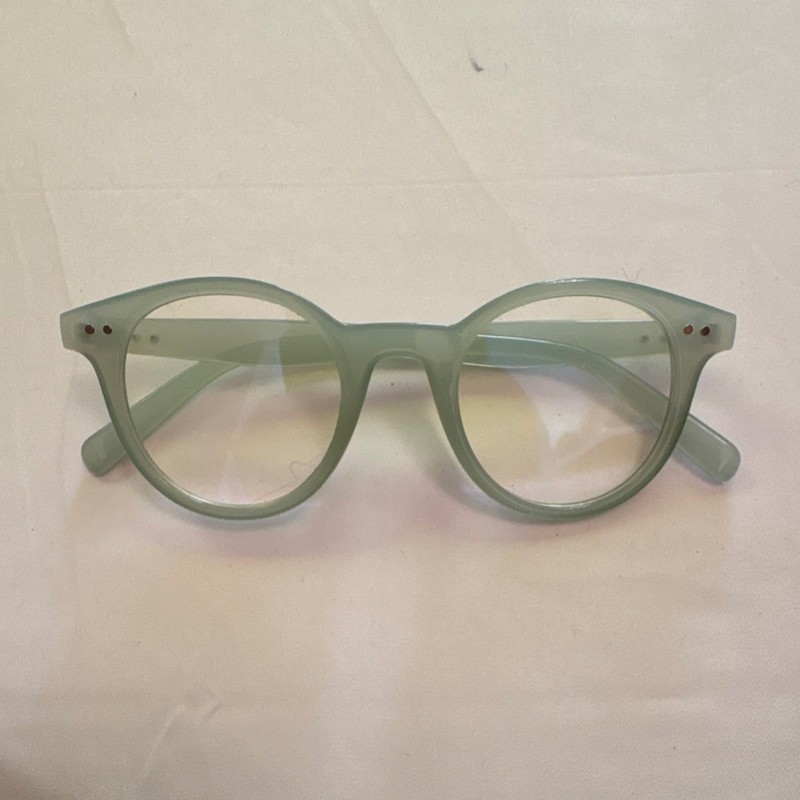 Green Solid Round Full Rim Eyeglass Frames Plastic Unisex Adults
