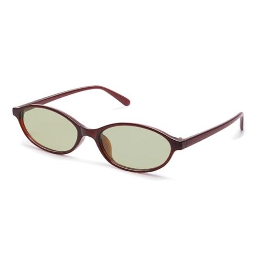 Retro Oval Sunglasses for Women Trendy 53 Millimeters Brown Frame/Green Lens