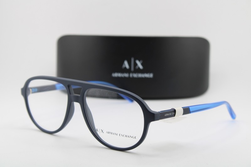 NEW ARMANI EXCHANGE AX 3090 8181 BLACK CLEAR BLUE AUTHENTIC EYEGLASSES 55-15
