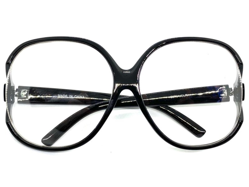 OVERSIZED EXAGGERATED RETRO Clear Lens EYE GLASSES X-Large Big Round Black Frame gallery