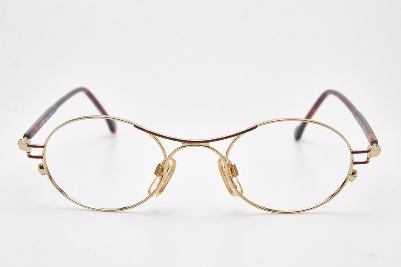 🤓 Vintage SISLEY Glasses SLY Frame 235 Gold & Turtle Oval Y2K👓Unisex