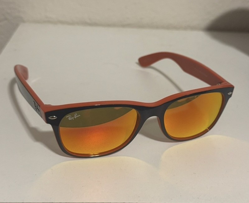 Ray Ban RB 2132 789/3f Orange Frame Blue Lens Wayfarer 55mm Sunglasses gallery