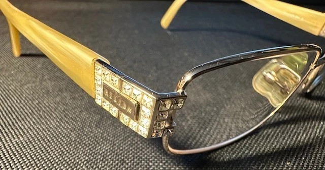 Woman's Eye Glass Frames. Designer Helium -Paris. Rhinestone Gold-tan Frames gallery