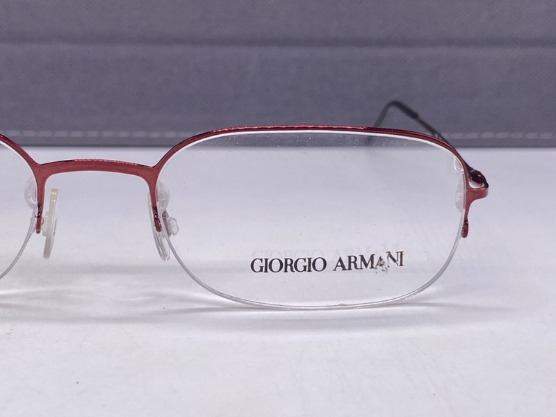 Giorgio Armani Eyeglasses Frames Men Woman Red Square Large Semi-Rimless 1056 52 gallery