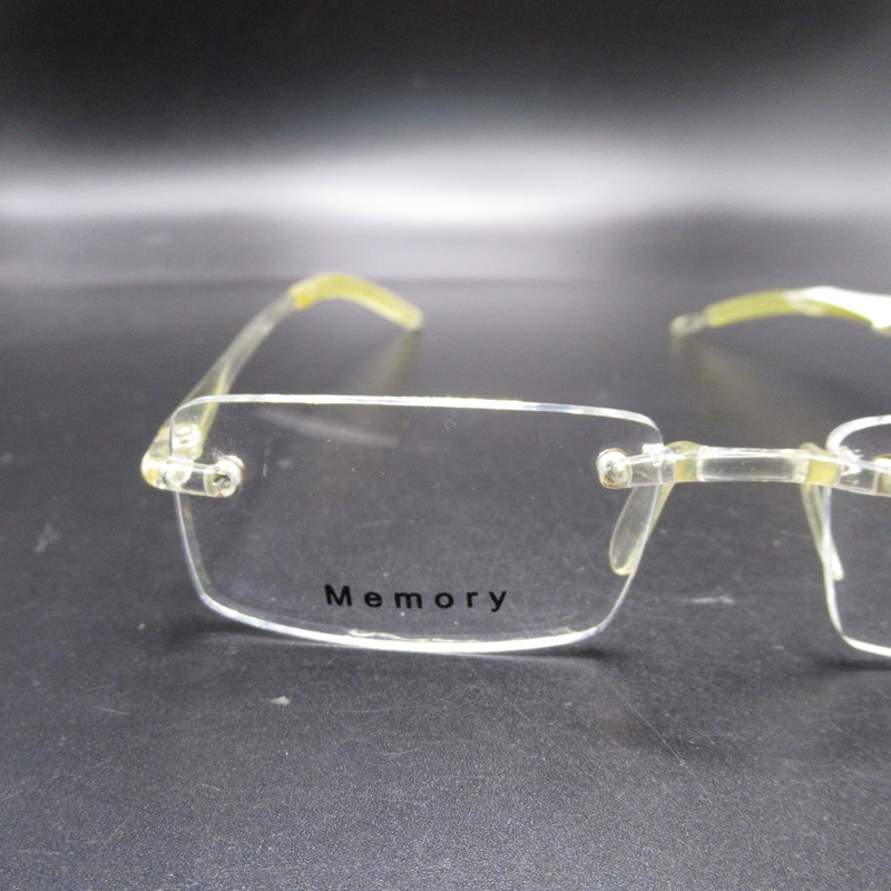 Romeo Memory Rimless Eyeglass Frames Clear Crystal Transparent Yellow Temple gallery
